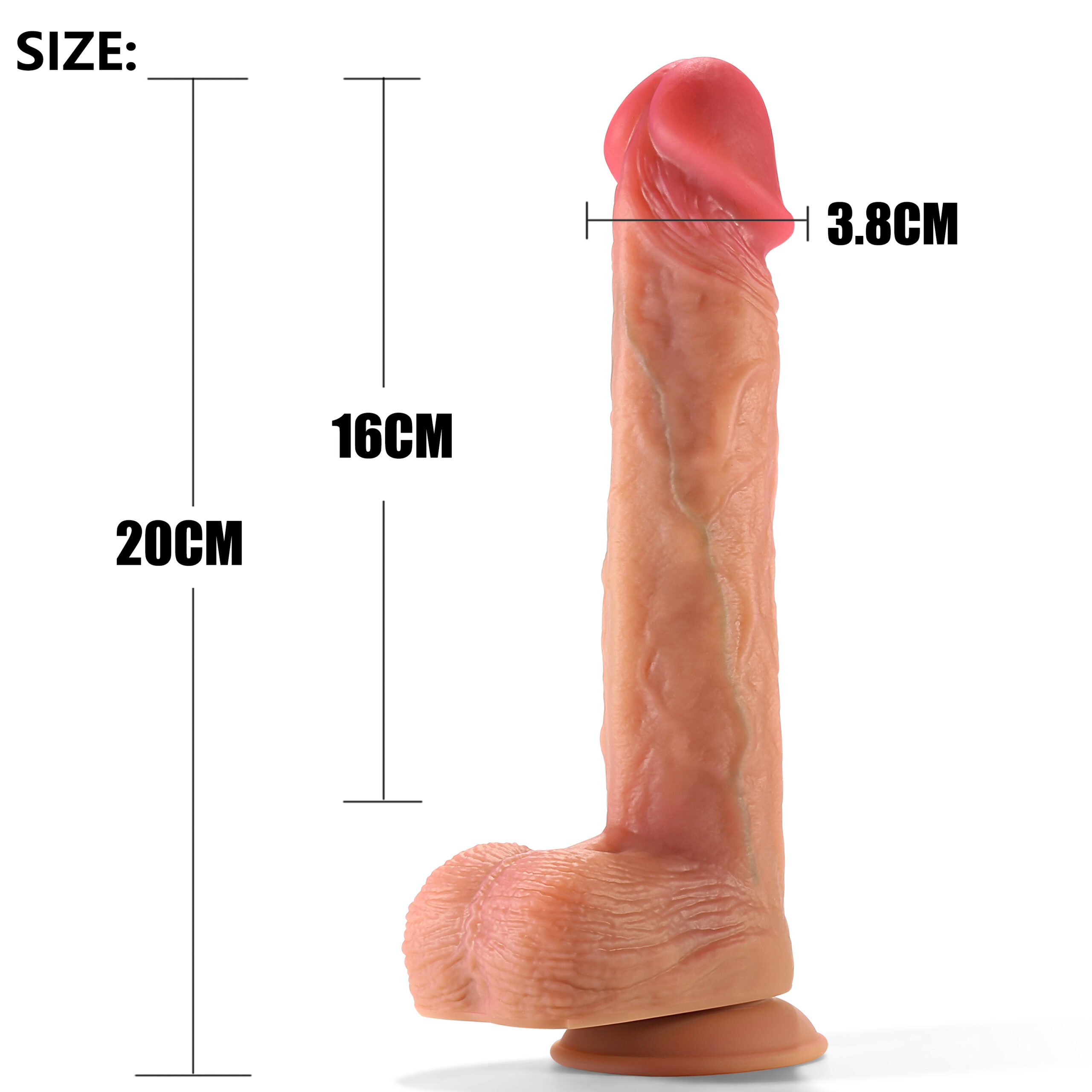 8寸-11631-scaled-1.jpg Consolador Realista de Silicona 20 cm con Ventosa – B8 - Imagen 1