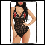 Body con Encaje de Flores Negro – Lencería Sexy para Mujer - Imagen 2